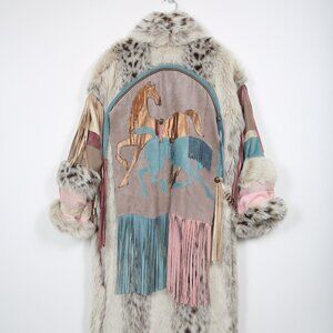 Vintage Wild Horses Coat  Winter Coat Yellowstone Cowgirl Western Faux Fur